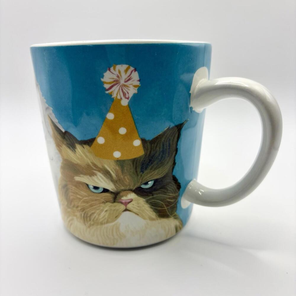 PIER 1 Imports Coffee Tea Mug Party Cats Grumpy Cat Ironstone 16 Oz